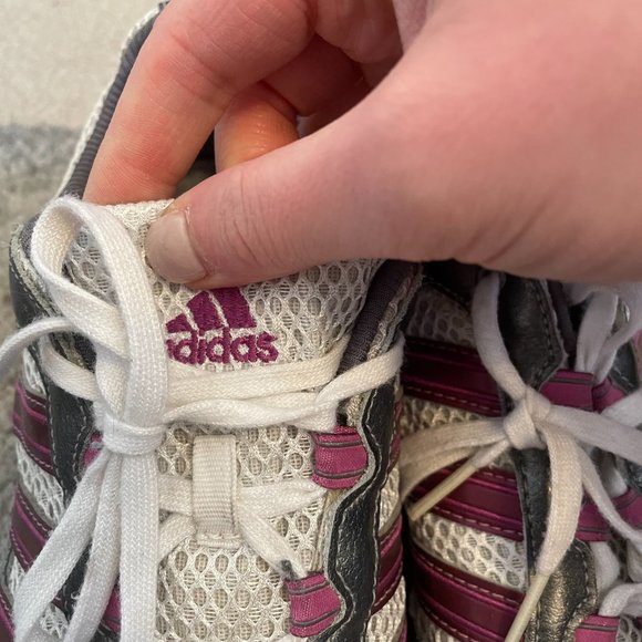 EUC Ladies Size 11 Adidas white and pink mesh 3d cushion lace up trainers - Picture 3 of 13